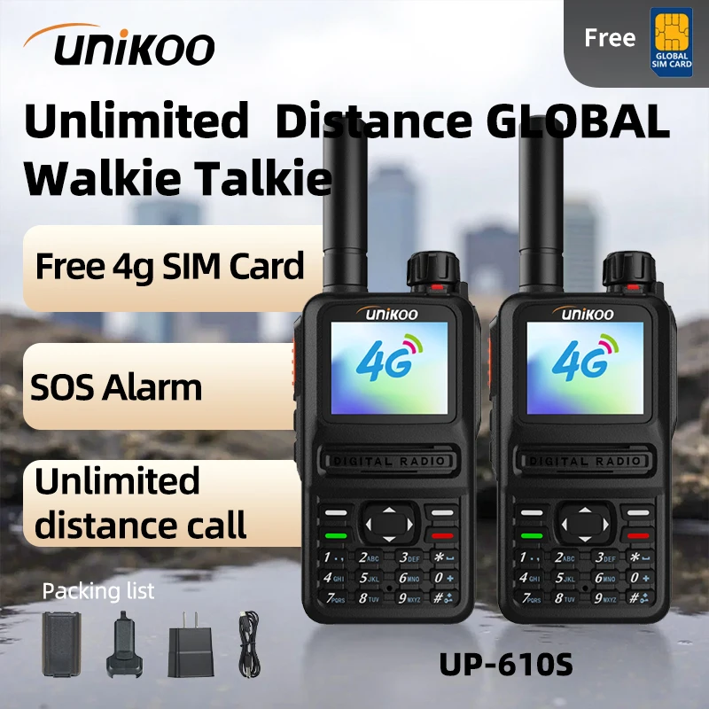 

2 PCS Unikoo UP610S Walkie Talkie GPS Long Range 5000 Kilometers 3000mAh Battery 1.8" Type-C Network Radio with SIM for free