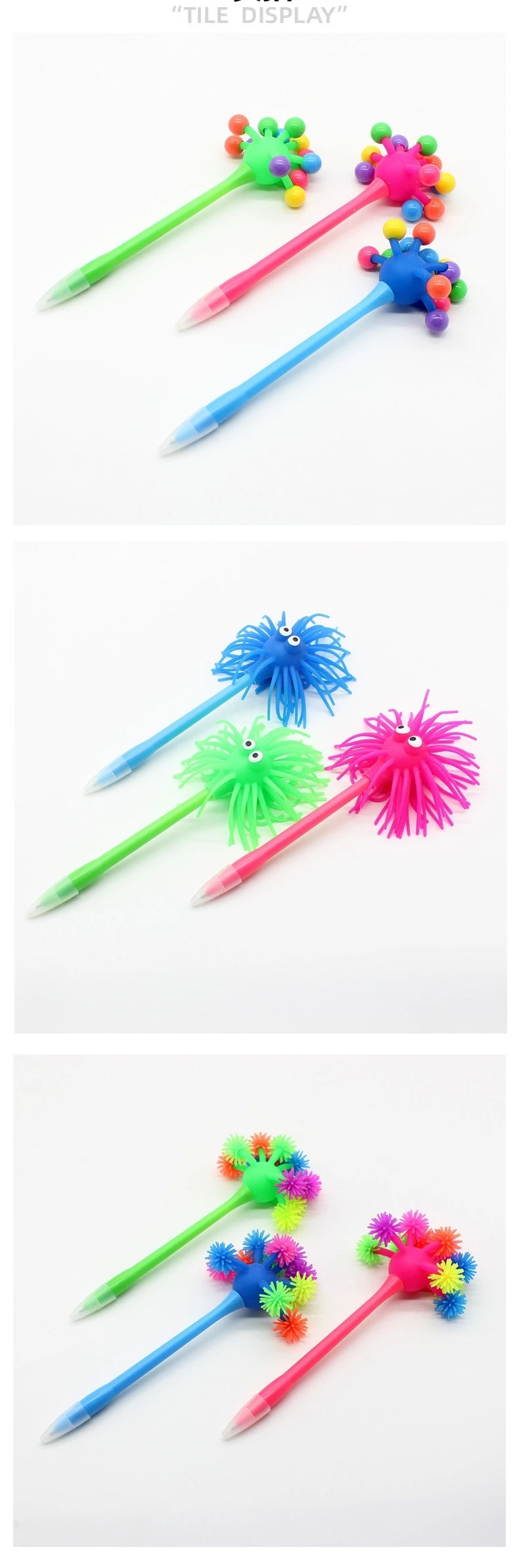 3Pcs Kugelschreiber Nette Seeigel Geformte Stifte Weiche Gummi Monster Stifte Büro Schreibwaren Kreative Blaue Tinte Gel Stifte büro – Detail 3