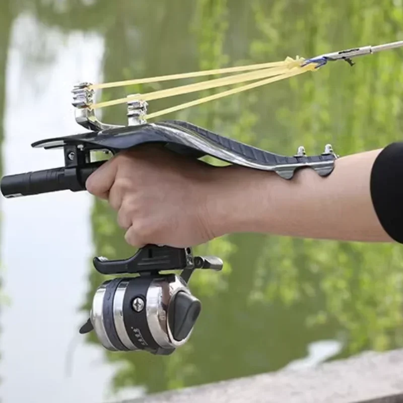 

Fishing Set Slingshot Metal Bow Head Laser Catapult with Fish Reels for Outdoor Hunting and Shooting Accessories