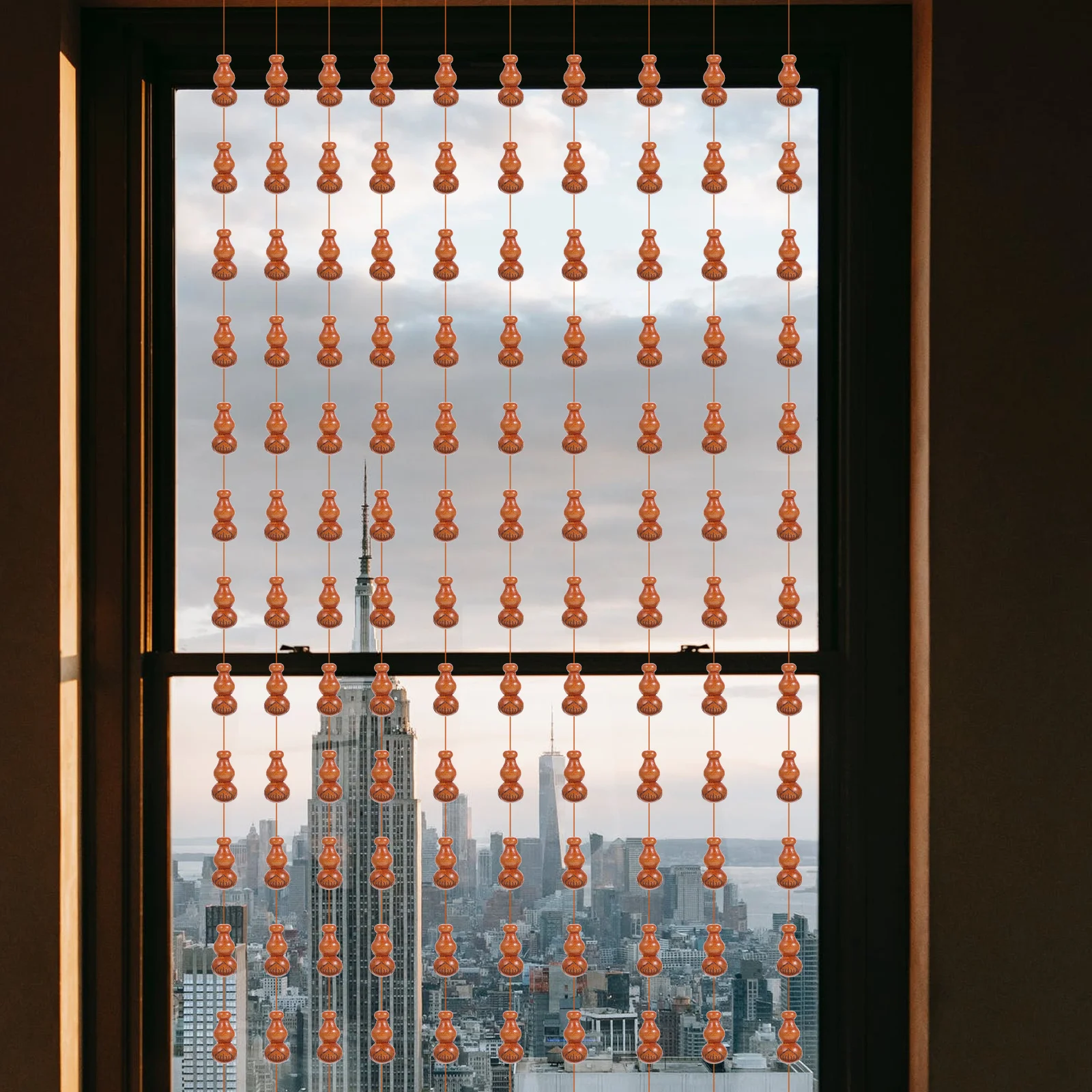 

200Pcs Gourd Beads Curtain Decorative Accessory Natural Wood Door Curtain Bead Decor for Home Cafe Hotel