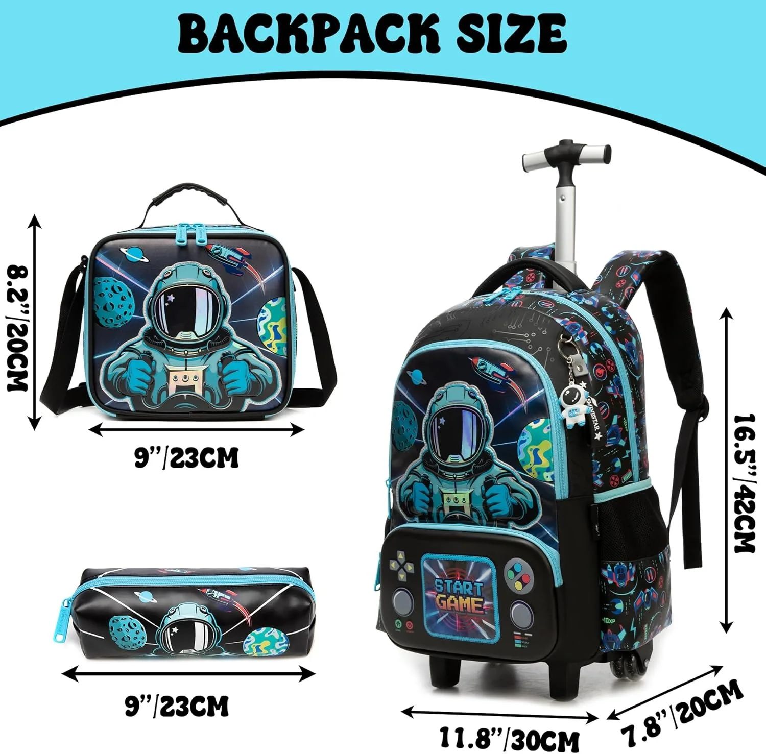 حقيبة ظهر مدرسية للأولاد والأطفال حقائب بعجلات مع عجلات للفتيات أثناء السفر وحقيبة كتب خفيفة الوزن للعودة إلى اللوازم المدرسية #2