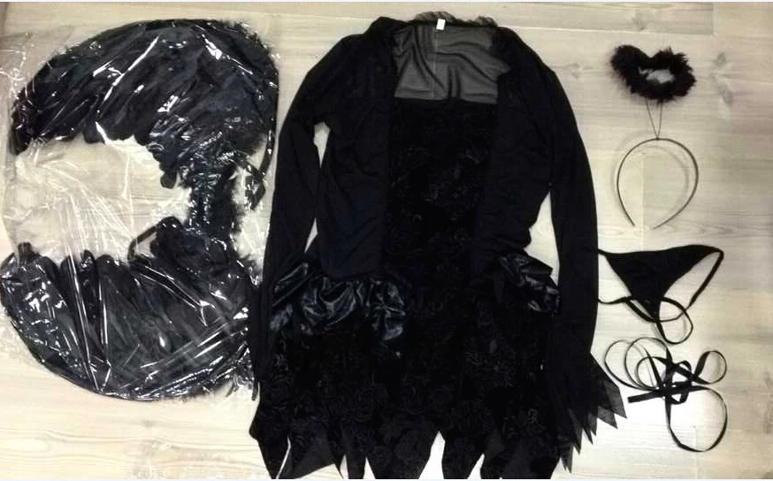 ชุดคอสเพลย์ปีกนางฟ้าสีดำสุดเซ็กซี่ ชุดแฟนซีปีศาจนางฟ้าสำหรับฮาโลวีน ไซส์พลัส ชุดเดรสคอสเพลย์นางฟ้าสีดำสำหรับผู้หญิง ชุดการแสดงแนวชาติพันธุ์