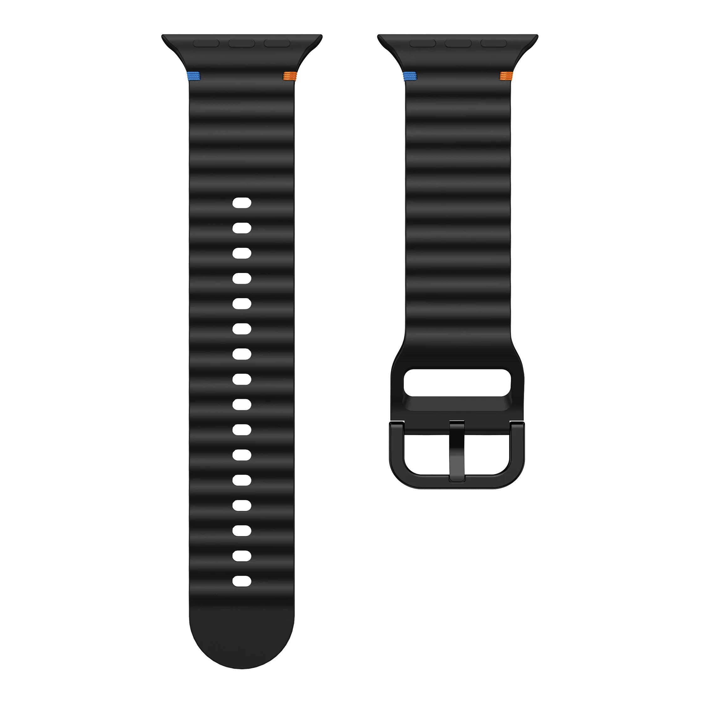 Wellenförmig genähtes Silikonarmband für Apple Watch 12 11 10 46mm 42mm Ultra 4/3/2 49mm Armband iWatch 9 8 SE 45mm 41mm 44mm Band – Detail 18