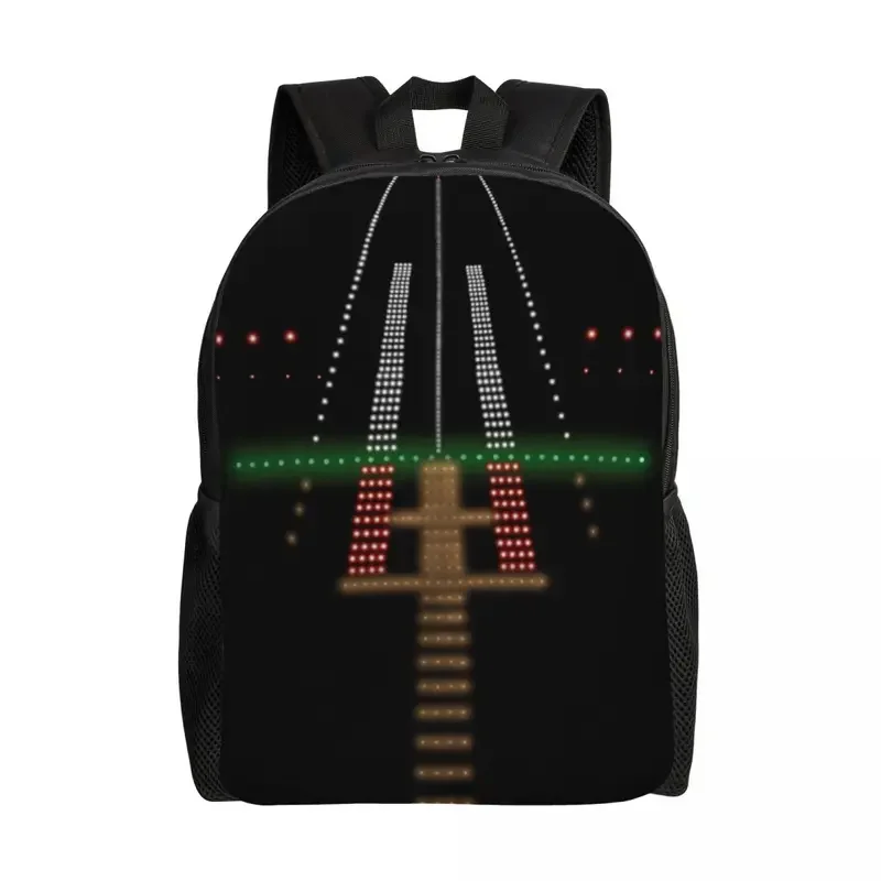 Personalized Airport Runway Lights At Night Backpacks Women Men Casual Bookbag for College School Air Traffic Controller Bags