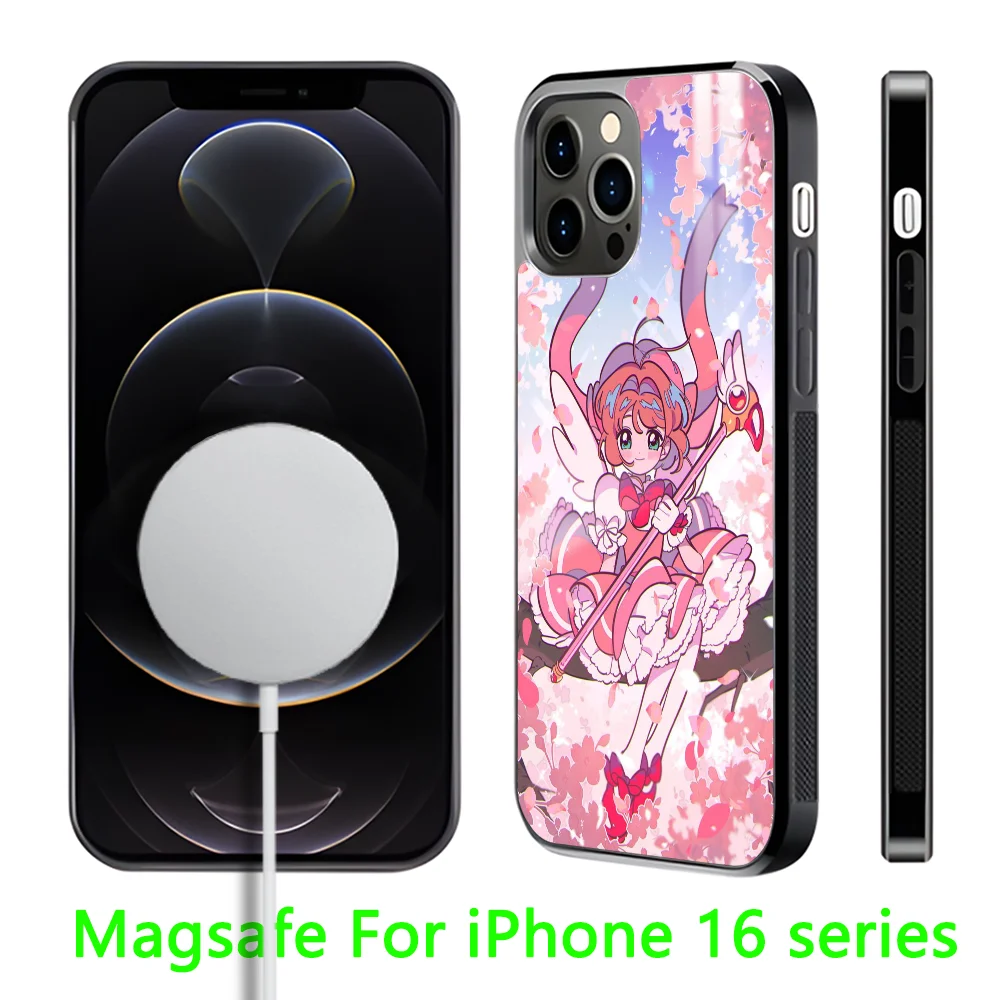 Anime C-Cardcaptor S-Sakura Phone Case For iPhone 16 15 14 13 12 11 Pro Max Plus Mini Magnetic Magsafe Wireless Charging Cover