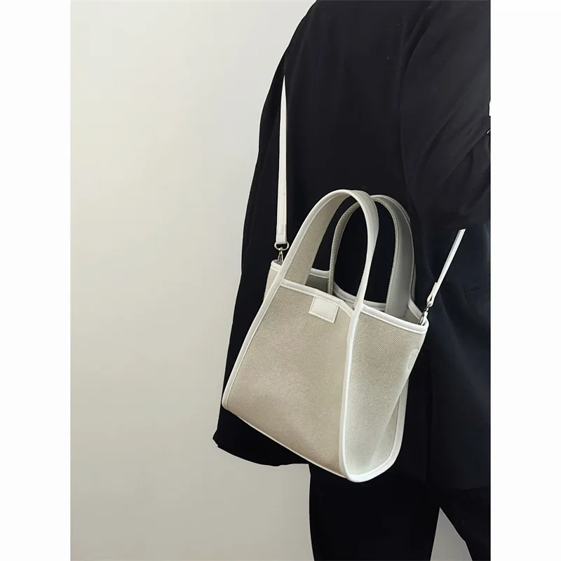 Canvas Bag, New Water Bucket Bag, Fashionable and Versatile, One Shoulder Art, Simple and Commuter Handheld Crossbody Bag