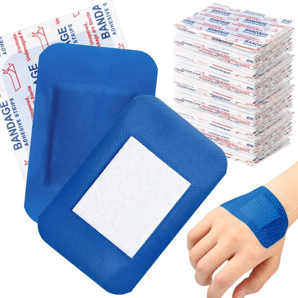 10Pcs/Set Blue Skin Patch for Food Industry Kitchen Metal Detectable Adhesive Bandages First Aid Wound Dressing Tape Plasters