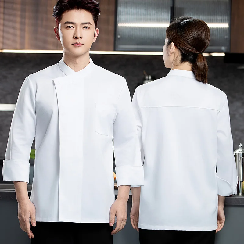 夏白半袖シェフ制服通気性キッチン制服シェフジャケット男性シェフコートエプロン作業服ロゴレストラン
