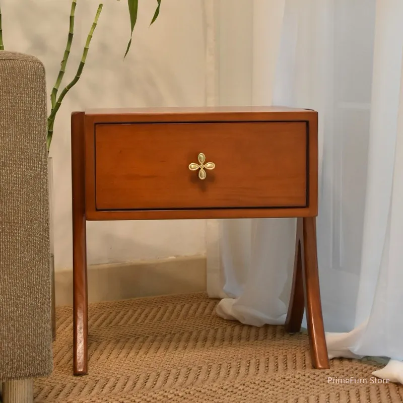 French Vintage Solid Wood Bedroom Side Drawer Living Room Cabinet Midcentury
