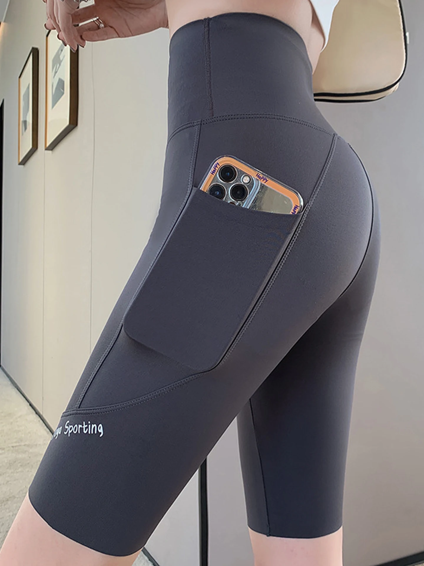 

ay Ice Silk Велосипедные брюки пять четвертей Женская верхняя одежда Летняя тонкая подтяжка живота Подтяжка ягодиц Спортивная фитнес...