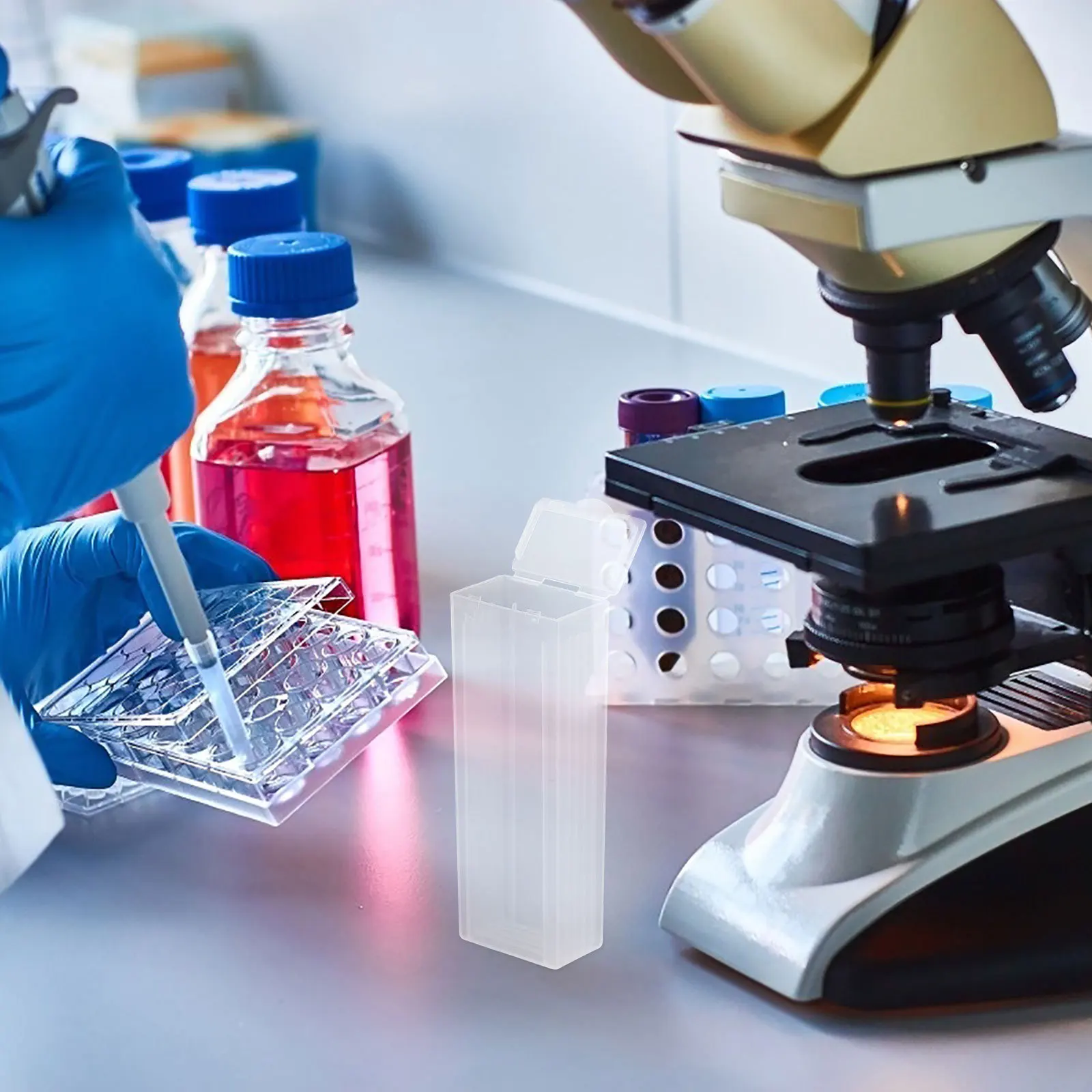 

5pcs Case Pathological Specimen Storage Box Slotted Channels Easy Separation Secure Snap Closure Abs Durable Holder Slide Mailer