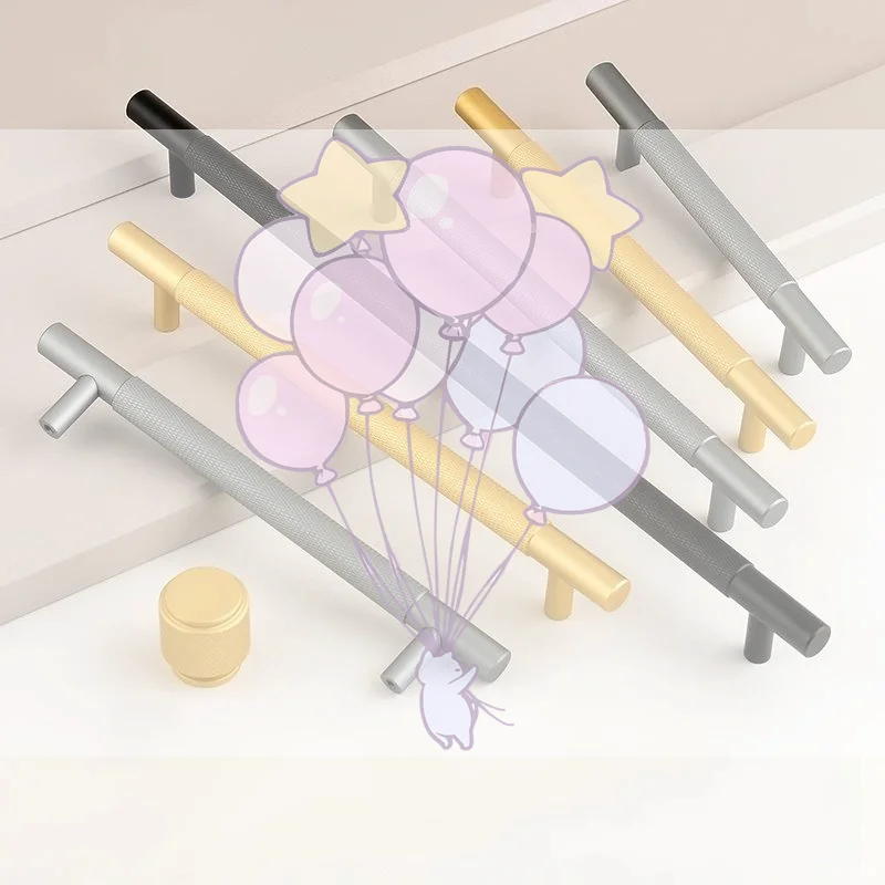 

Nordic Wardrobe Handles–Gold Copper & Black Drawer Knobs Extended American-Style Aluminum Alloy Cabinet Pulls Furniture Hardware