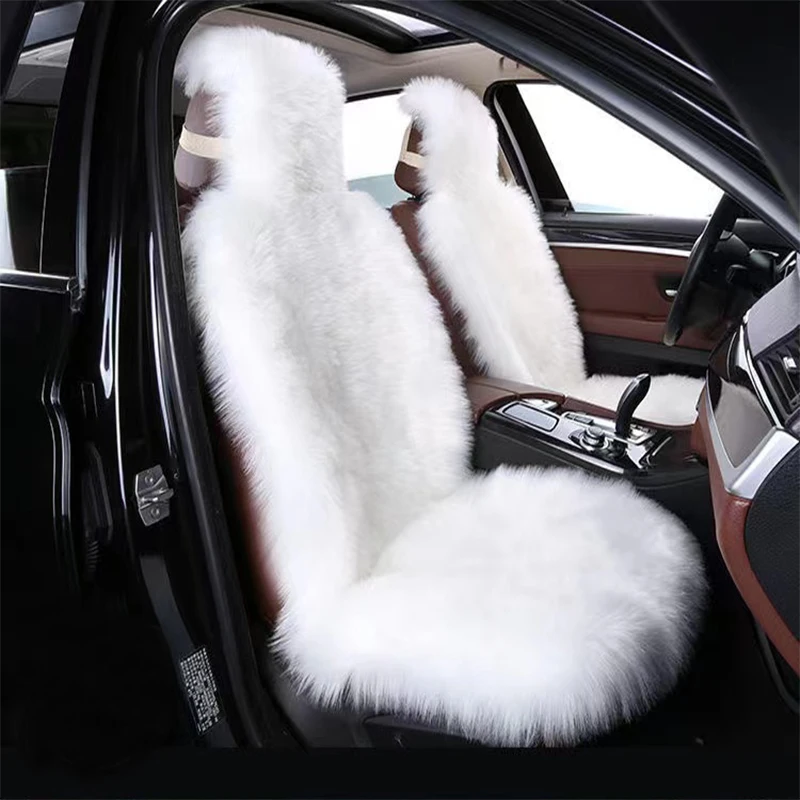 1pcs Extra Large Long Wool Faux Sheepskin Car Seat Covers Thickened Warm Plush Auto Artificial Fur Seat Cushion Fuzzy Unviersal