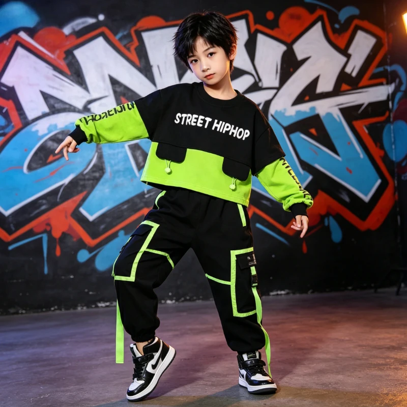 urban-style-hip-hop-dance-matching-set-loose-cargo-hoodie-streetwear-fashion-jazz-stage-costume-soft-comfortable-trendy-outfit