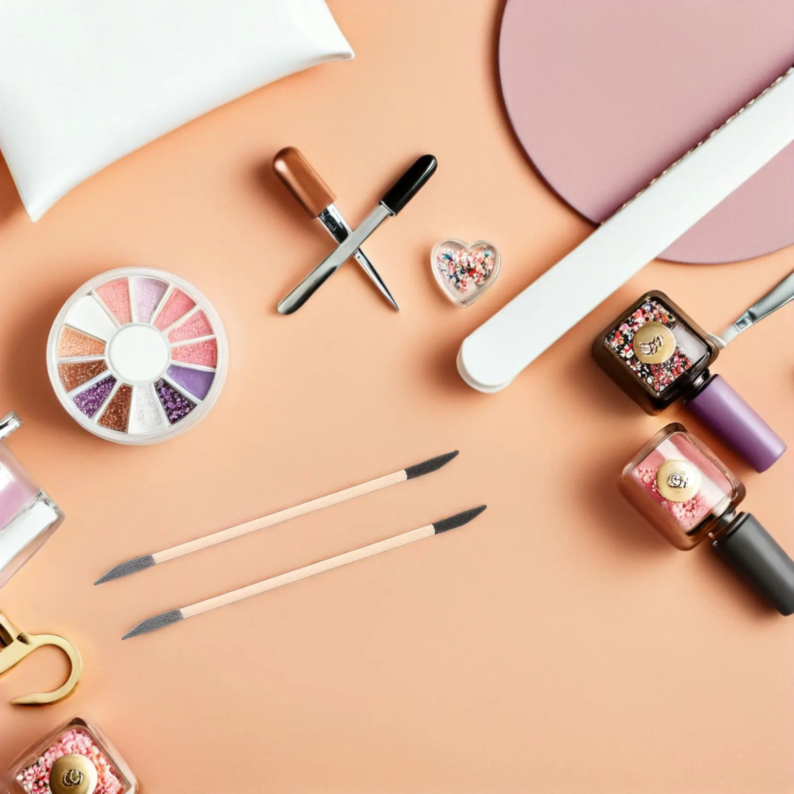 

50Pcs Nail Files Double Ended Sanding Sticks Wood Cuticle Pusher Manicure Pedicure Detailing Nail Tools DIY Supplies