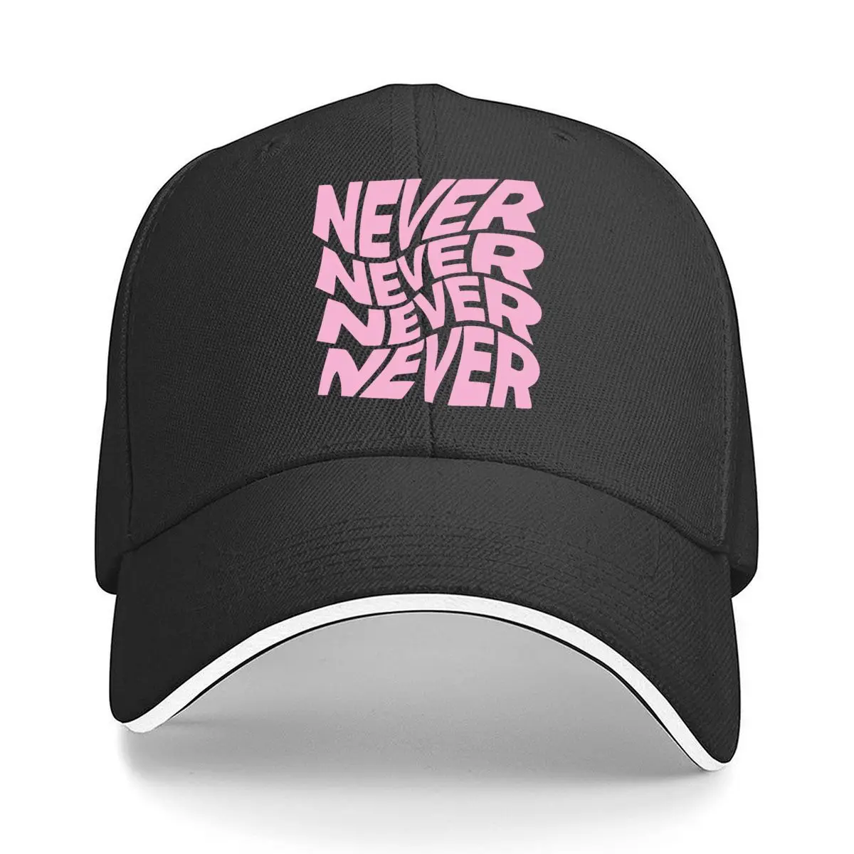 Never Repeating Text Distorted Pink Typography Graphic Sandwich Baseball Cap Sun Cap Outdoor Workouts Hat