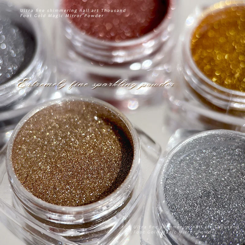 1Jar Metallic Mirror Chrome Nail Powder Holographic Laser Silvery Golden Nail Rubbing Glitter Pigment UV Gel Polish Mirror Powde