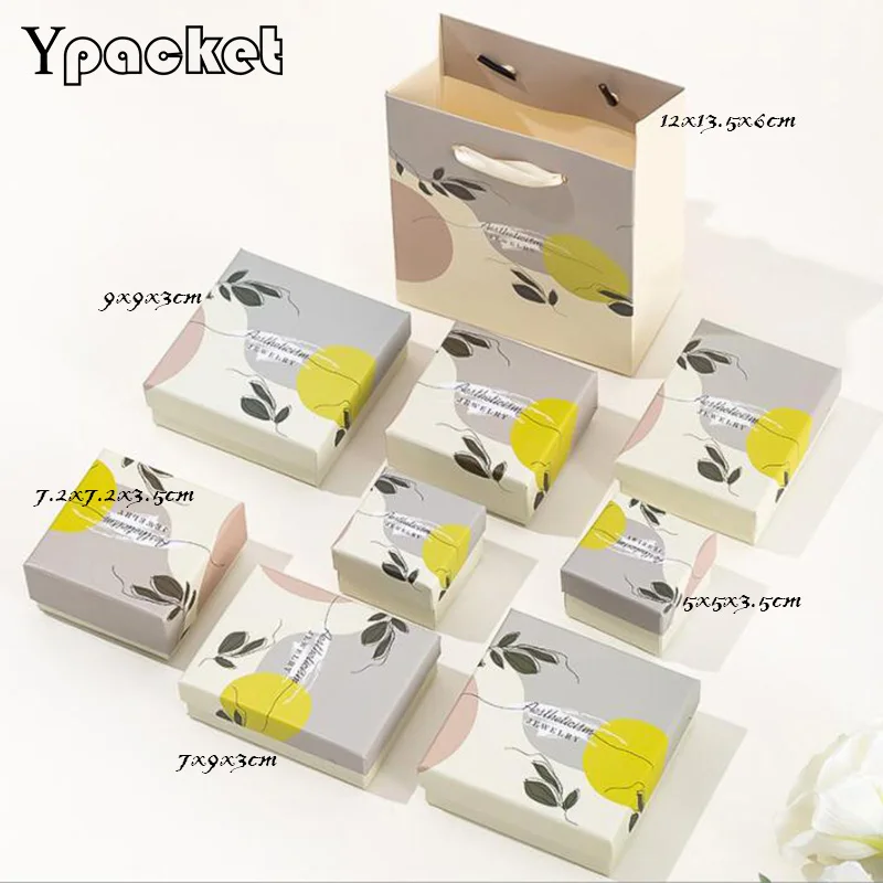 

Simple Fashion Style Jewellery Organizer Box For Ring Necklace Pendant Bracelet Exquisite Gifts Case Paper Handle Bags 48Pcs/Lot