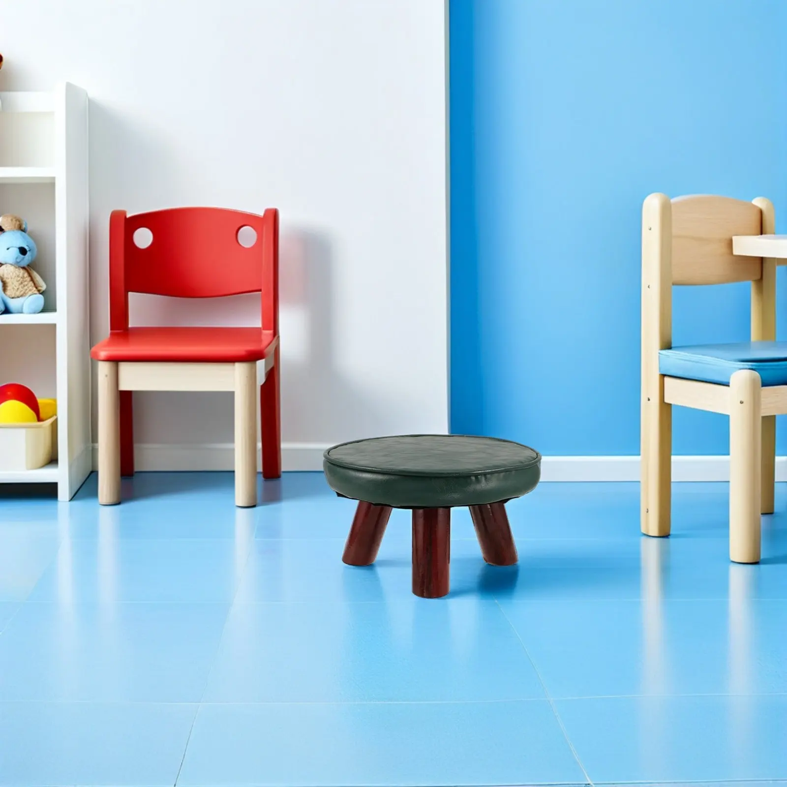 

Round Solid Wood Step Stool for Potty Training Bathroom Sink Access Shower Chair Small Nursery Footrest Portable Rustic