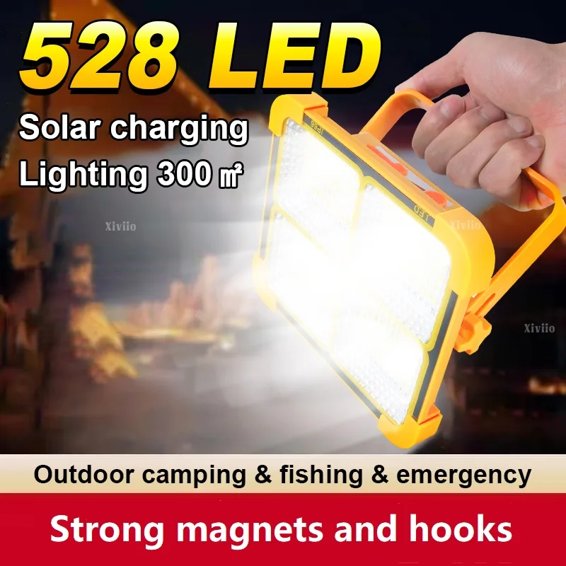 

3000000LM 528LED Solar Rechargeable Camping Lantern Portable Flood Light 10000mah Power Bank LED Tent Light Emergency Lighting