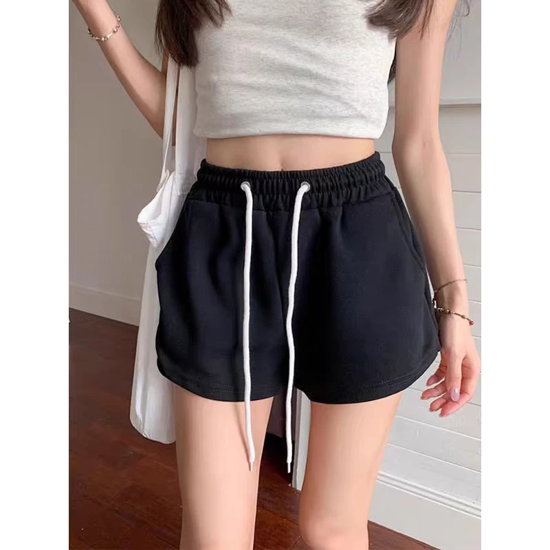 

Solid Color Sports Shorts 4 Colors American High Waist Loose Casual Basic Sweatpants