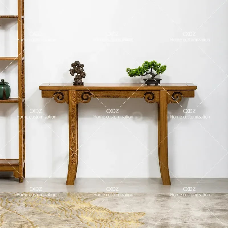 Solid Wood Serving Table Antique Incense Case Buddhist Platform Chinese Shentai Entrance Console Cabinet Household Furniture
