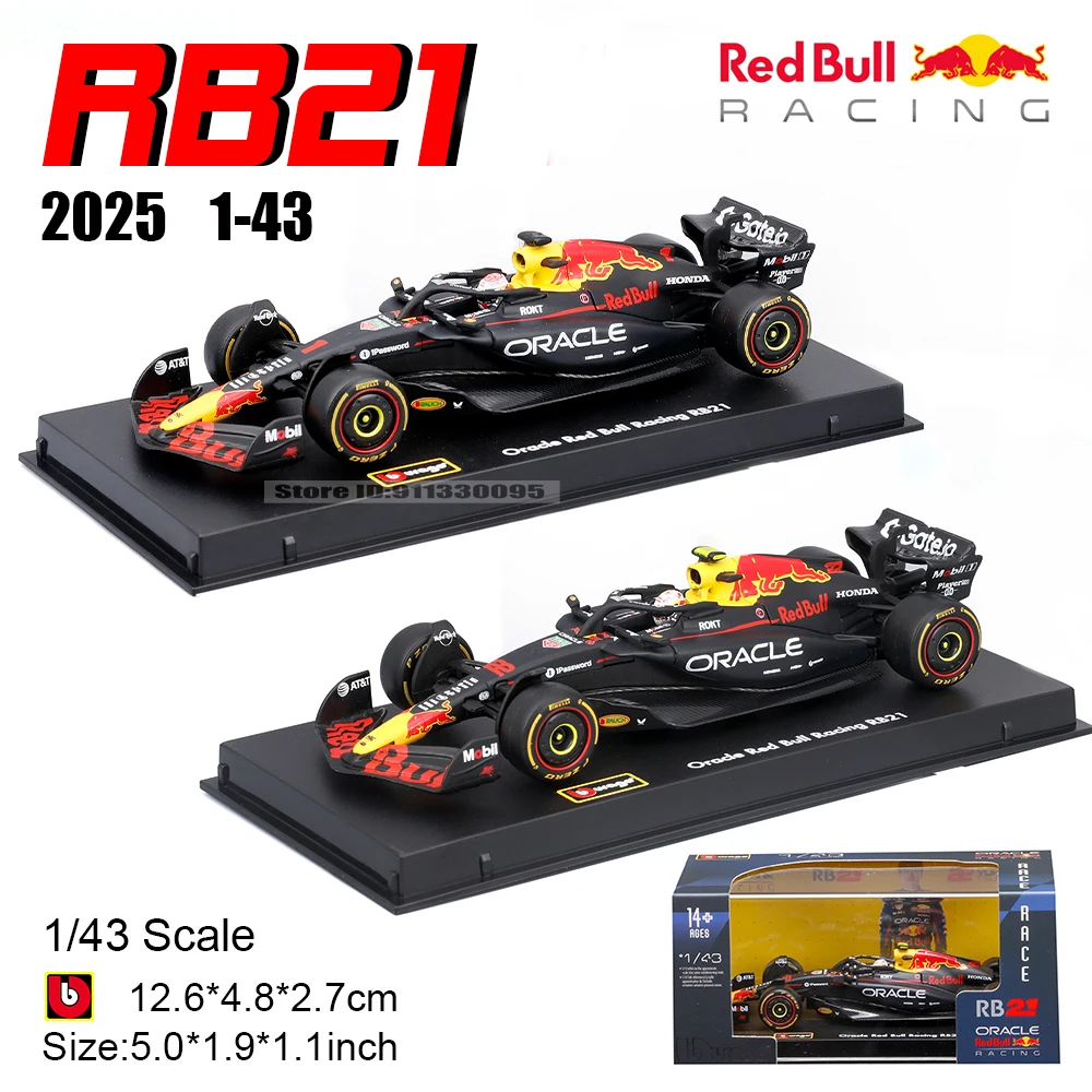 

Bburago 1:43 2025 F1 Red Bull Racing RB21 # Max Verstappen # 22, роскошный автомобиль из сплава Юки Цунода, литая под давлением модель автомобиля, игрушка