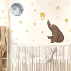 Cute Bear Moon Star Wall Stickers For Kids Rooms Home Child Bedroom Wardrobe Wall Decor Self Adhesive Vinyl Sticker Wallpapers
