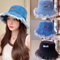 Cowboy fisherman hat women spring and summer wash to do old raw edge trend sun protection hat