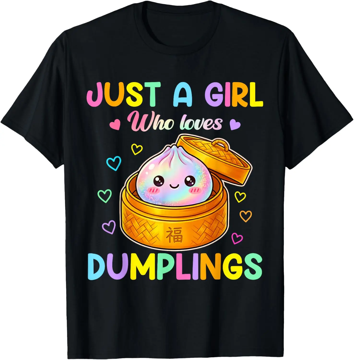 Cute Dumpling Kawaii Anime Just A Girl Who Loves Dumplings T-Shirt 100% Cotton Trendy Y2K Short-Sleeve Tee-Soft, Quick-Drying,