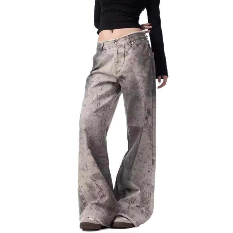 WTHT Mode Herren Tie-Dye Do Old Loose Casual Denim Hosen Vintage American Style High-Waist Jeans Männlich 2025, Sommer 2A1113