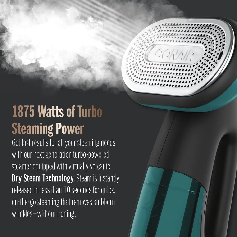 مكواة بخار محمولة قوية 2 في 1 مكواة بخار توربو 1875 وات تسخين سريع 4 إعدادات خزان مياه قابل للفصل أقمشة مثالية