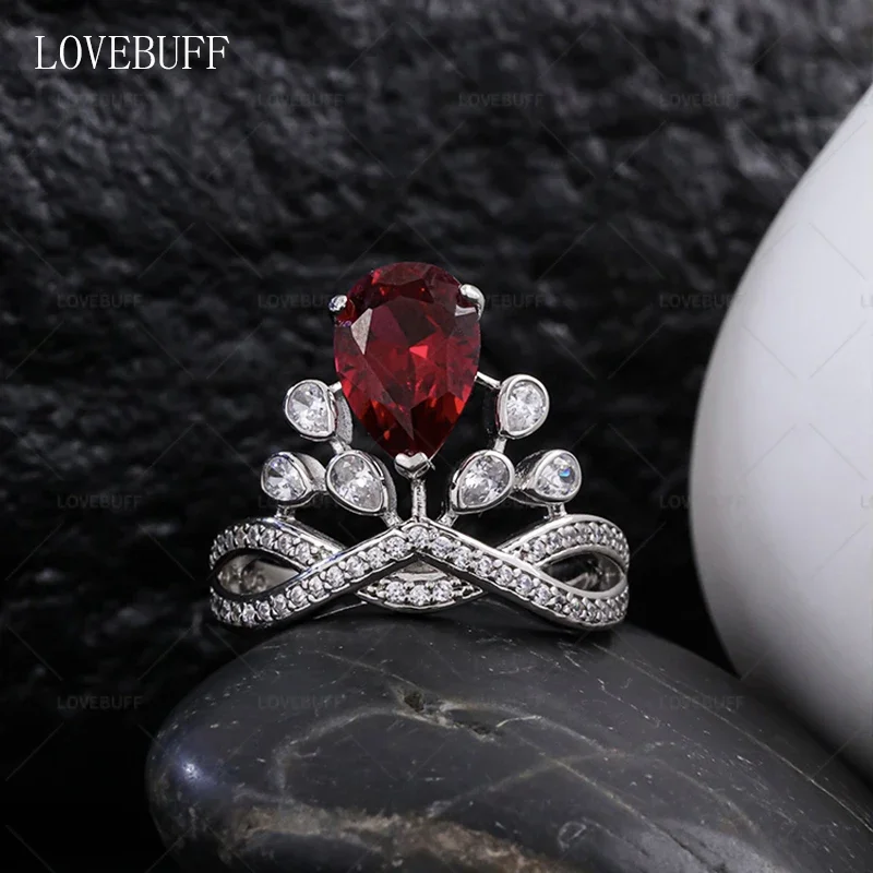 

Game Anime Light and Night Evan Crown Love Series Fashion Ring 925ag Alloys Red Corundum Give To Friends Britbday Xmas Gift