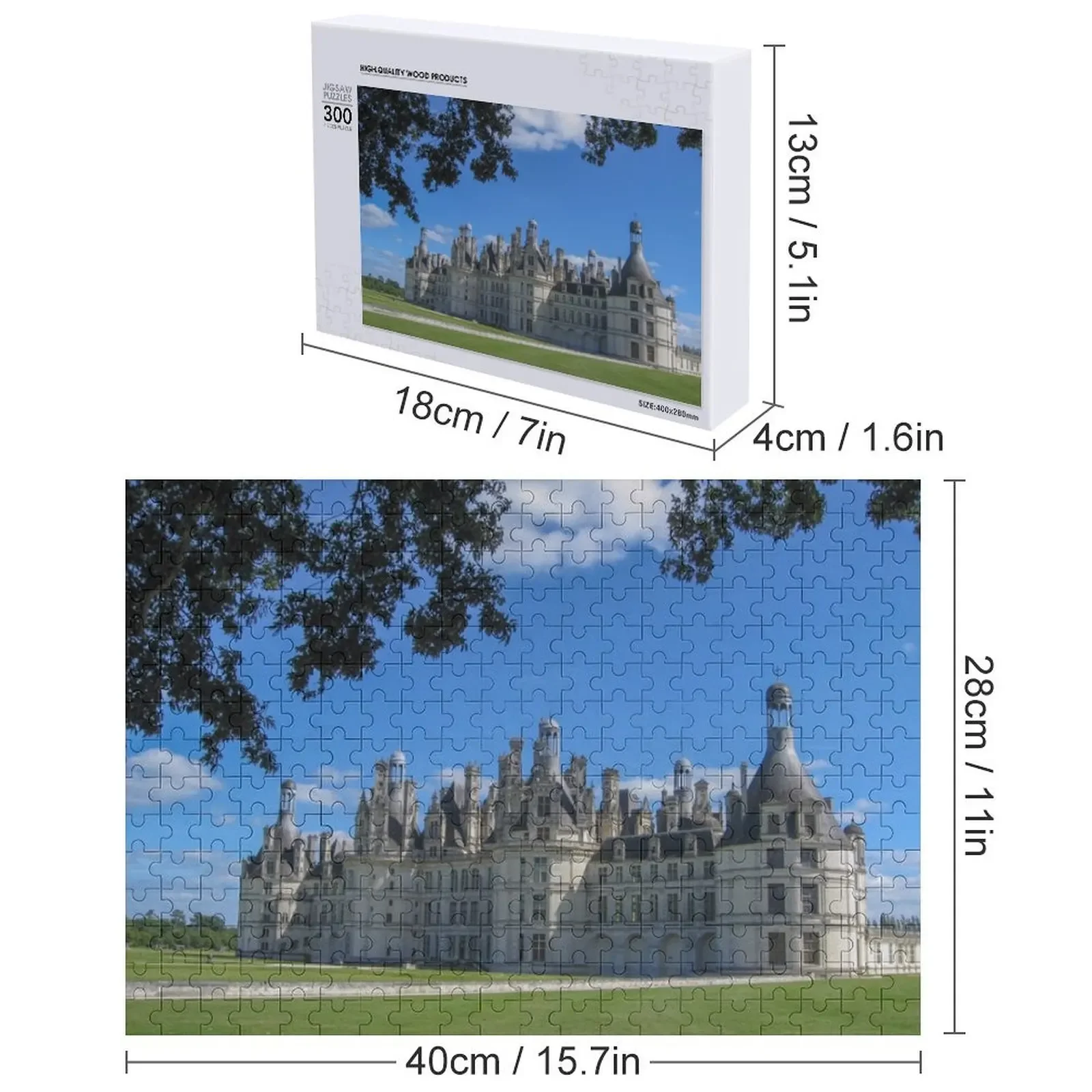 Chateau de chambord Jigsaw Puzzle Giocattoli per bambini Scatole di legno Puzzle con motori in scala fotografica personalizzata