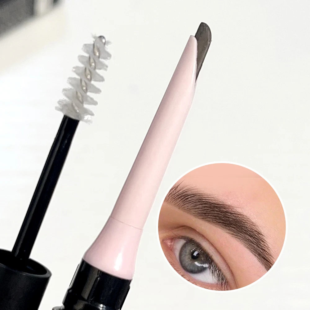 Lápiz de cejas 2 en 1, crema de peinado de doble cabeza, Gel transparente impermeable, tatuaje duradero, potenciadores de cejas, maquillaje