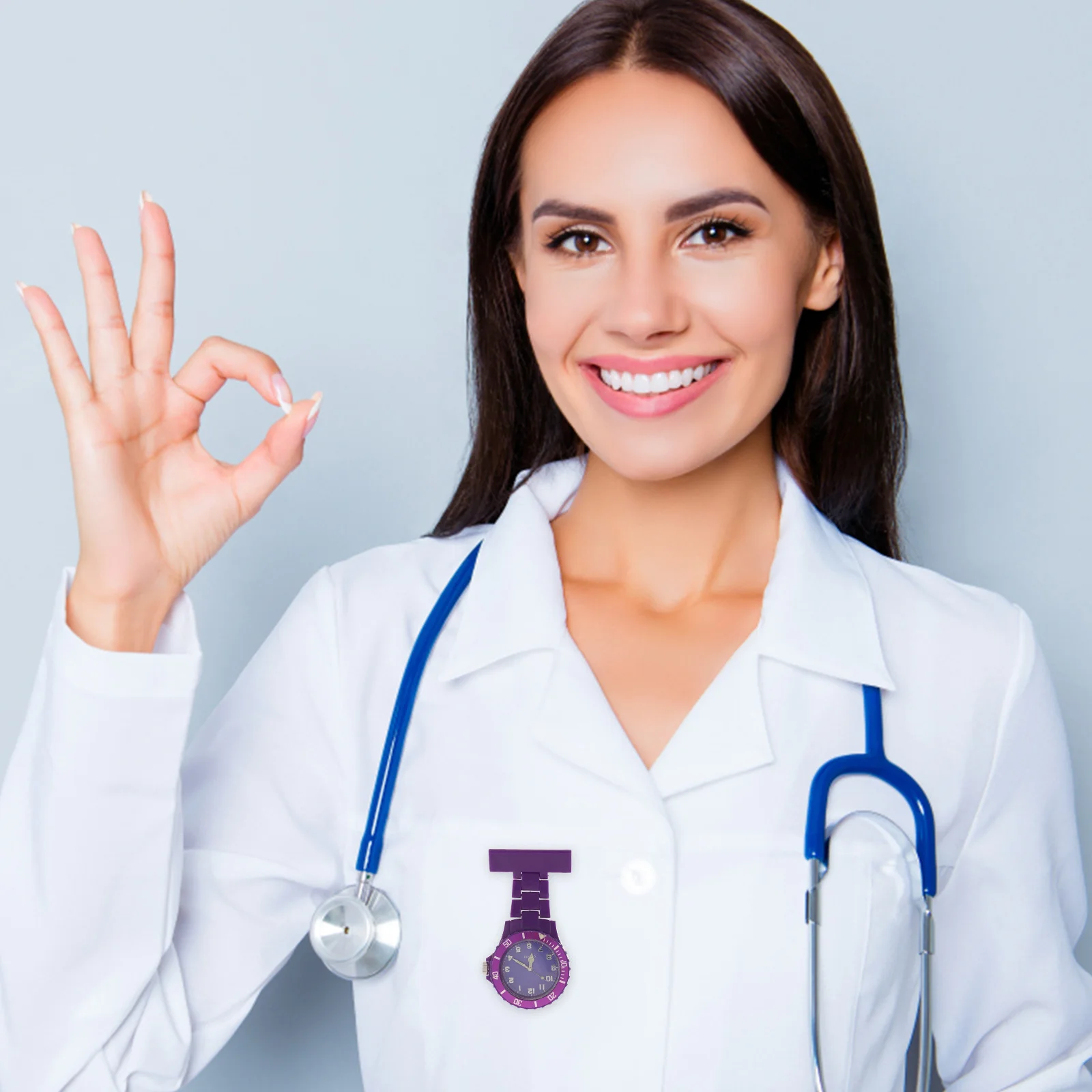 ساعة ممرضة أرجوانية بروش فوب بتصميم دبوس مادة ممتازة متينة ودقيقة لحفظ الوقت هدية للنساء والرجال والأطباء