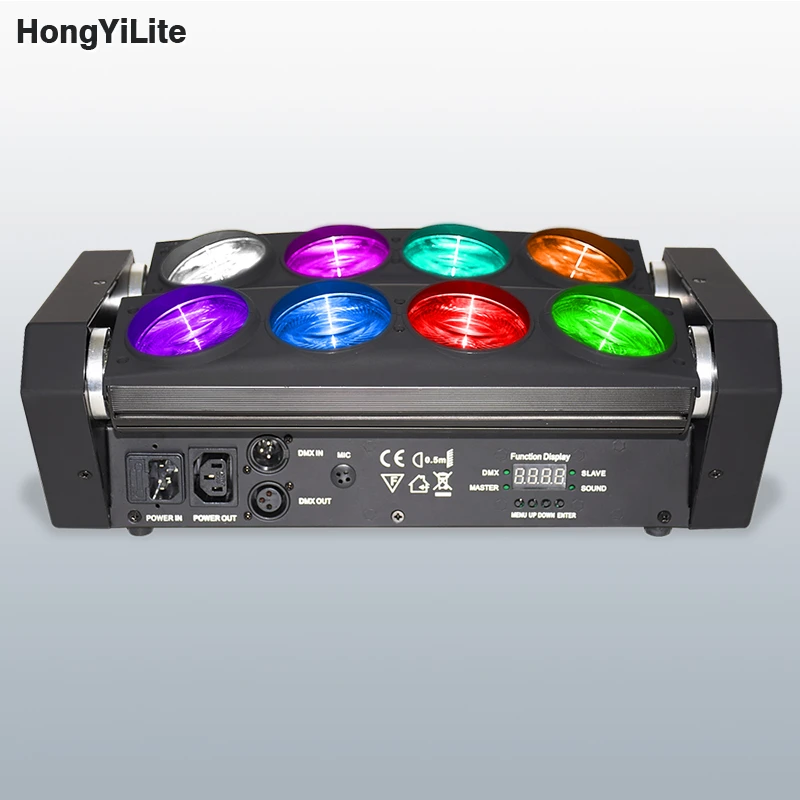 

HongYiLite Spider Beam Light 8x12W RGBW 4in1 LED DMX512 Master Slave Sound Control 8 Heads Moving Effect for Club Stage Show