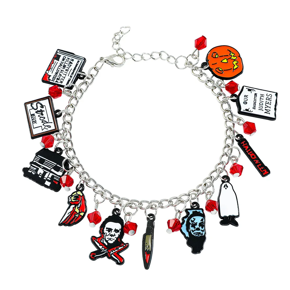 Halloween Michael Myers themed bracelet for European and American movies, Moonlight, Heart, Panic