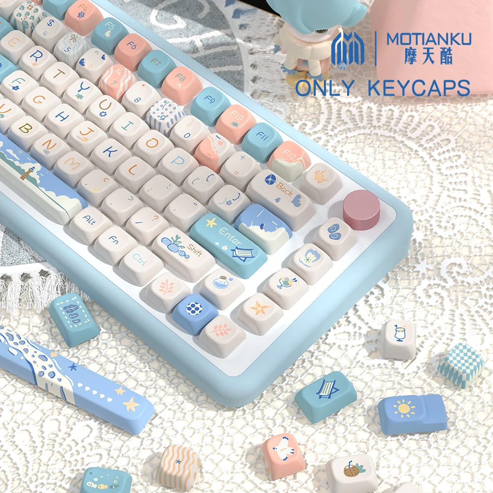 

158 keys Beach Summer Theme Original Keycaps Cherry/SCA Profile Personalized Keycap For Mechanical Keyboard with 7U and ISO keys
