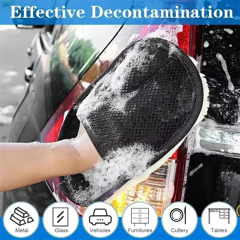 Wool Soft Car Washing Cloth Gloves Cleaning Brush Motorcycle Washer Care Products Plush Universal Wash Cleaning Gloves 1Pcs New
