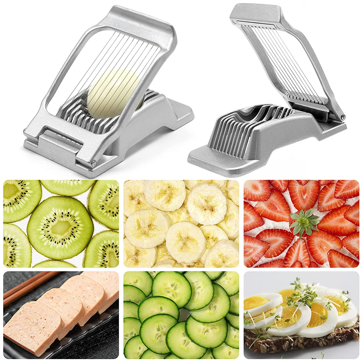 Affettatrice Multiuso Per Uova Sode E Fragole In Acciaio Inox – Colore Giallo - 2