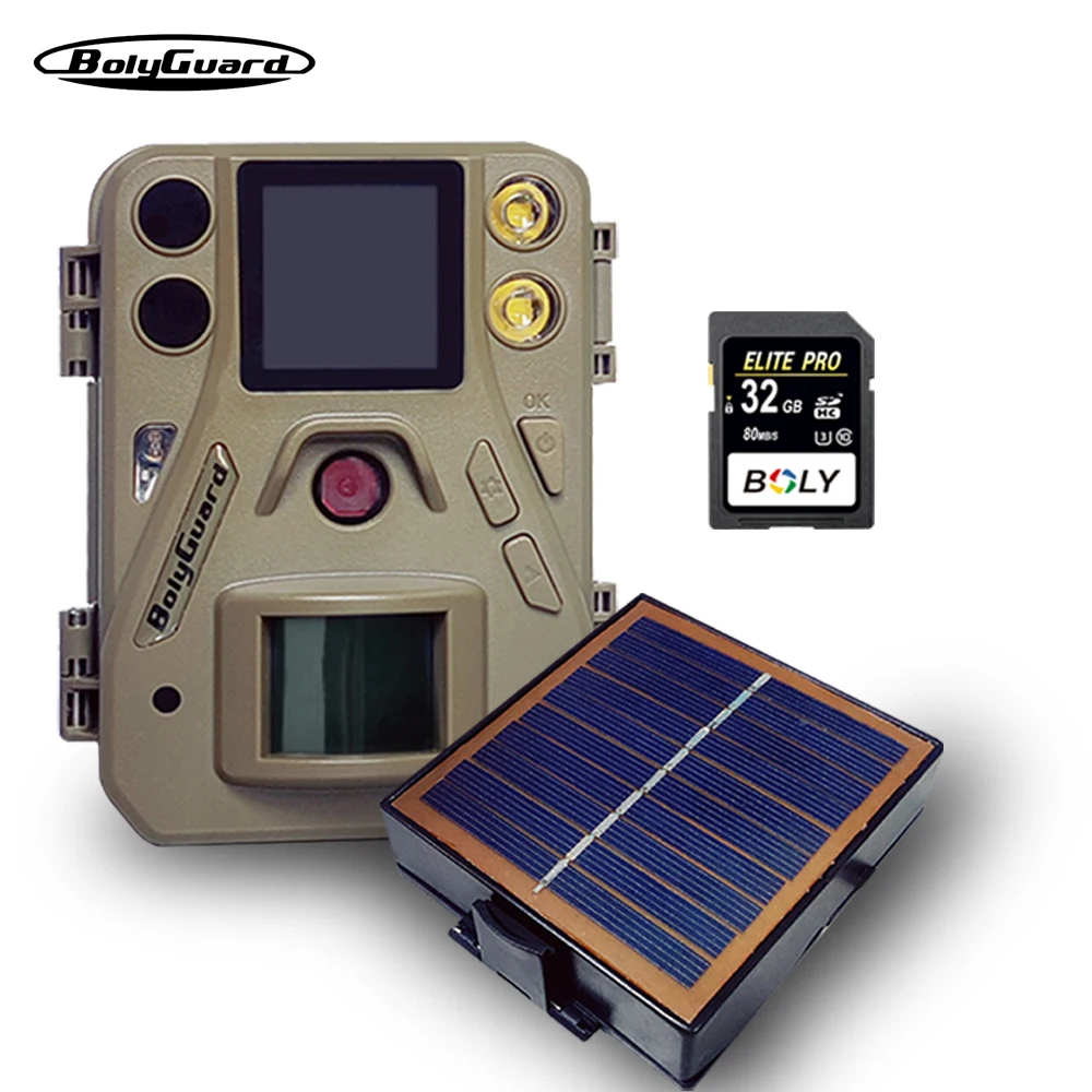 

BolyGuard Trail Camera Optional Solar SG520-DB 4K/37MP Dual Flash(Black IR&White LED)Wildlife Game Camera 940nm for Outdoor