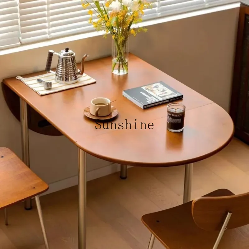 شقة منزلية صغيرة قديمة من الفولاذ المقاوم للصدأ قابلة للسحب وطاولة طعام وكرسي #2