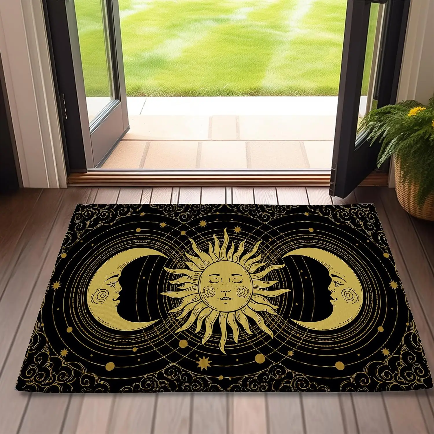 Beach Seashell Starfish Front Doormat Blue Wooden Mat Nautical Beach Small Door Mat Entrance Entry Home Door Rug Indoor Carpet