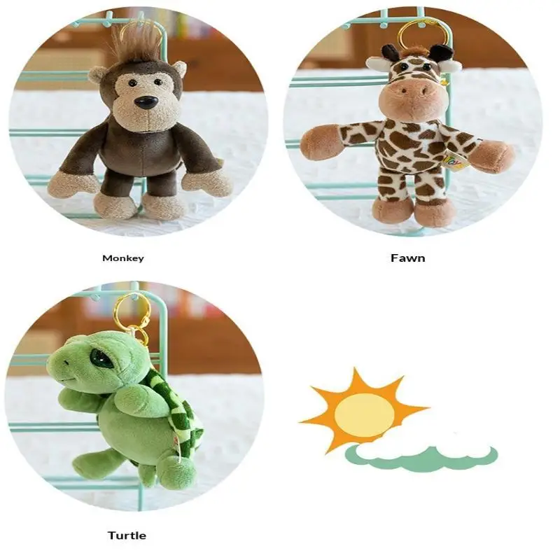 Niedlicher Cartoon-Tier-Plüsch-Schlüsselanhänger 15 cm Schildkröte Elefant Tiger Löwe Nilpferd Waschbär Bulldogge Katze Pinguin Affe Plüschtier – Detail 13