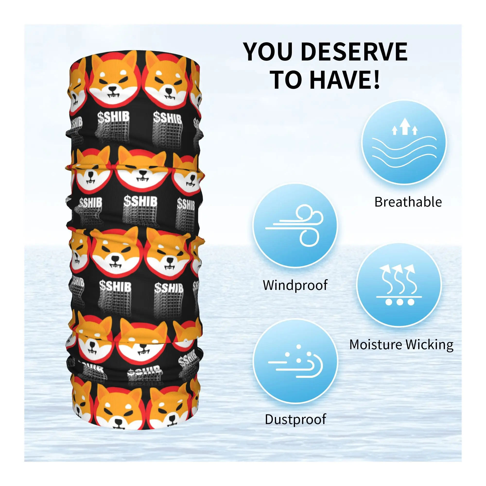 $Shib Shiba Inu Coin Fomo Crypto Memecoin Shibacoin إلى القمر باندانا غطاء الرقبة المطبوعة التفاف وشاح بالاكلافا للرجال والنساء