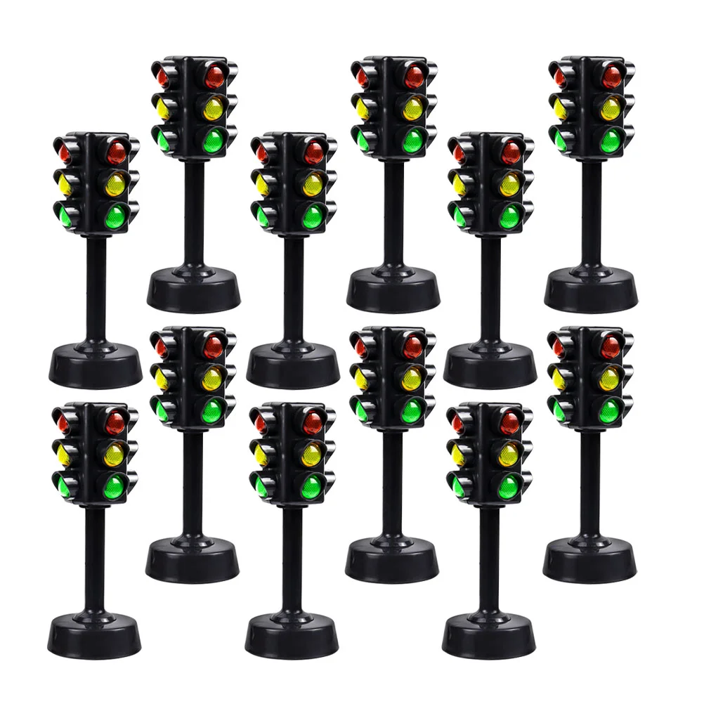 12 Pcs Traffic Light Model for Fun Mini Signal Lamp Cognitive Plaything Decorate Safety Toy Educational Abs Children