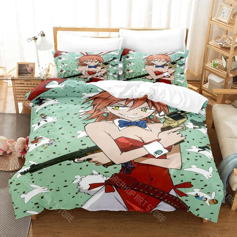 3D Printed FLCL Alternative Anime Bedding Set for Boys Girls Duvet Cover Pillowcase Twin Queen King Full Single Double Sizes