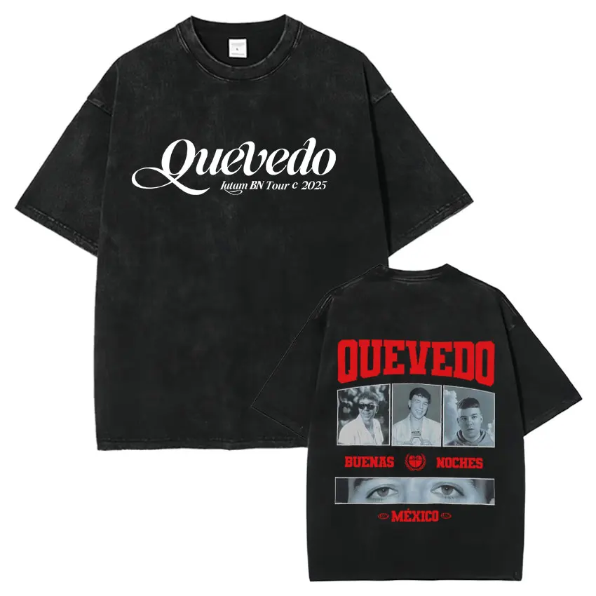 

Summer Vintage Washed Rapper Quevedo Tour 2025 Tide Graphics Gothic T Shirt Hot Sale Y2K Short Sleeve Tshirt Teenagers Fans Gift