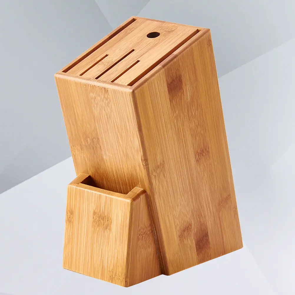 Bamboo Knife Storage Block Holder Kitchen Counter Rack for Chef Knives Paring Santoku Utility Blades Eye Catching Bamboo